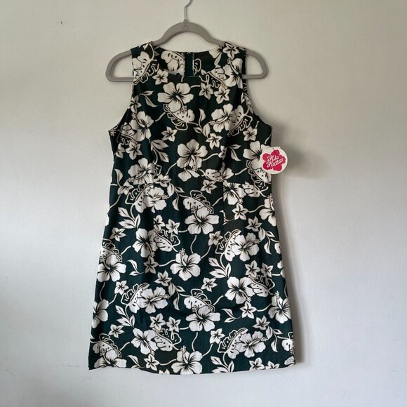 Hilo Hattie Size 16 Hibiscus Floral Green Sleeveless Short Dress Hawaiian - Picture 6 of 8